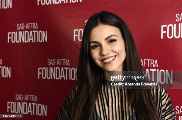 Actress Victoria Justice attends the SAG-AFTRA Foundation Conversations With "Summer Night" event at the SAG-AFTRA Foundation Screening Room on July...
