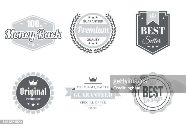 set of gray badges and labels - design elements - award logo stock illustrations