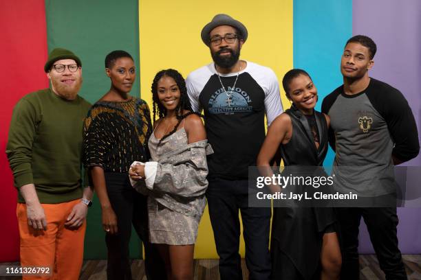 Marvin Jones III, Christine Adams, Nafessa Williams, Cress Williams, China Anne McClain and Jordan Calloway of "Black Lightning' are photographed for...