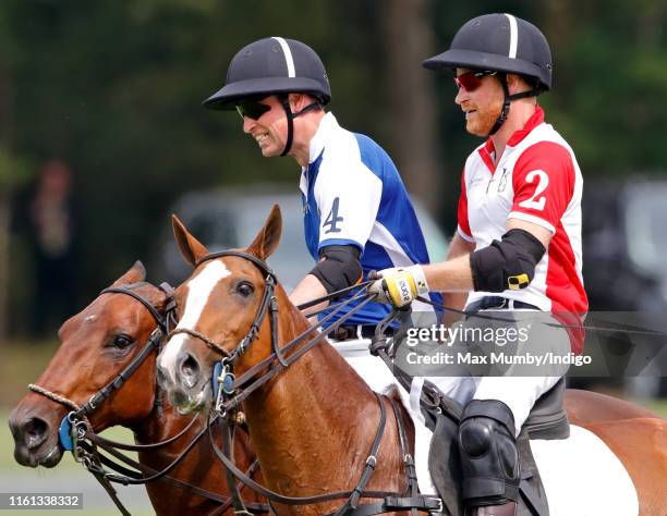 Prince William, Duke of Cambridge and Prince Harry, Duke of Sussex take part in the King Power Royal Charity Polo Match for the Khun Vichai...