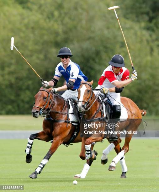 Prince William, Duke of Cambridge and Prince Harry, Duke of Sussex take part in the King Power Royal Charity Polo Match for the Khun Vichai...