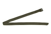 Green nylon fastening belt, strap isolated on white background.