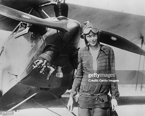 Amelia Earhart stands June 14, 1928 in front of her bi-plane called "Friendship" in Newfoundland. Carlene Mendieta, who is trying to recreate...