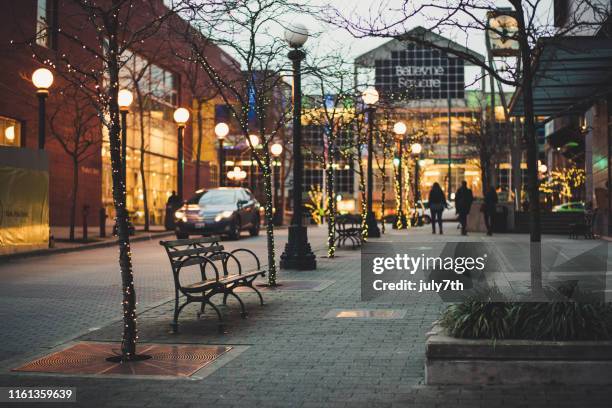 winter night at bellevue downtown - seattle winter stock pictures, royalty-free photos & images