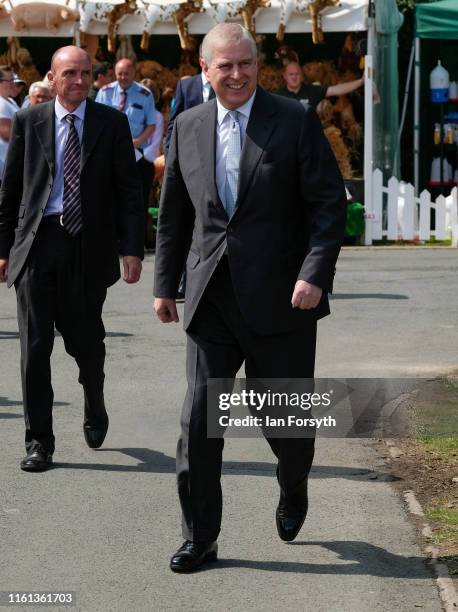 Prince Andrew, Duke of York visits the showground on the final day of the 161st Great Yorkshire Show on July 11, 2019 in Harrogate, England....