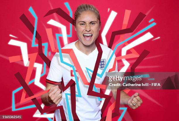 Steph Houghton of England poses for a portrait during the official FIFA Women's World Cup 2019 portrait session at Radisson Blu Hotel Nice on June...