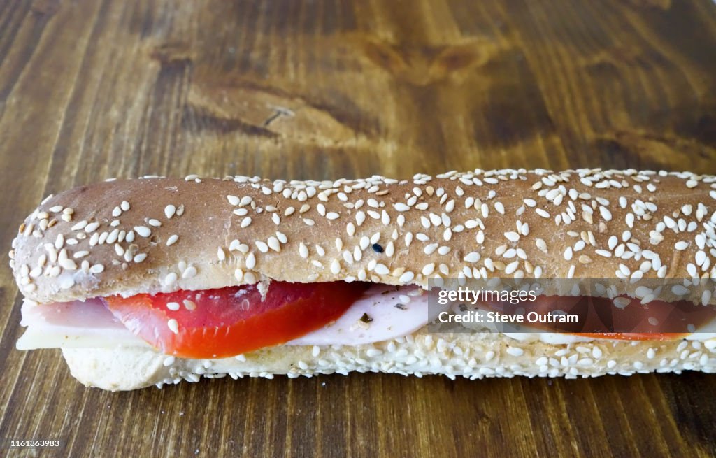 Fresh Edam Cheese, Ham and Tomato Sandwich