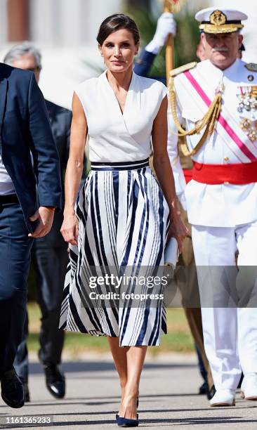 Queen Letizia of Spain attends the Delivery of Real Employment Dispatches at the General Military Academy on July 11, 2019 in San Javier, Spain.