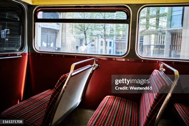 uk, london, interior of a bus - bus interior stock pictures, royalty-free photos & images