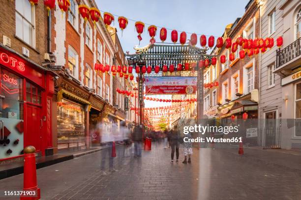 uk, london, long exposure of chinatown - chinatown stock pictures, royalty-free photos & images