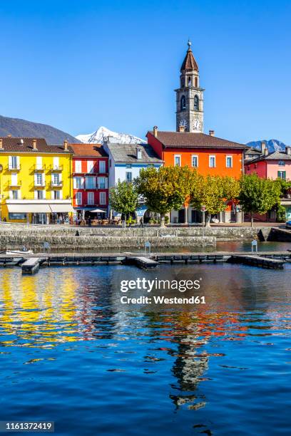 jetties at lago maggiore, ascona, ticino, switzerland - lake maggiore stock pictures, royalty-free photos & images