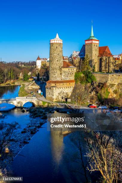 townscape with alte wasserkunst and st. michael's church, bautzen, germany - bautzen stock pictures, royalty-free photos & images