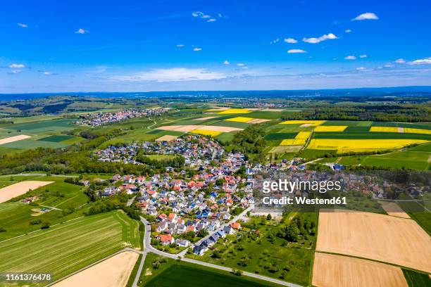 aerial view of rape fields and cornfields near usingen and schwalbach, hesse, germany - hesse germany stock-fotos und bilder