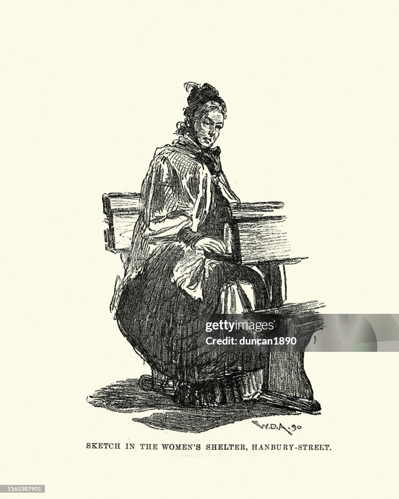 Sketch of a homeless woman in the Salvation Army shelter
