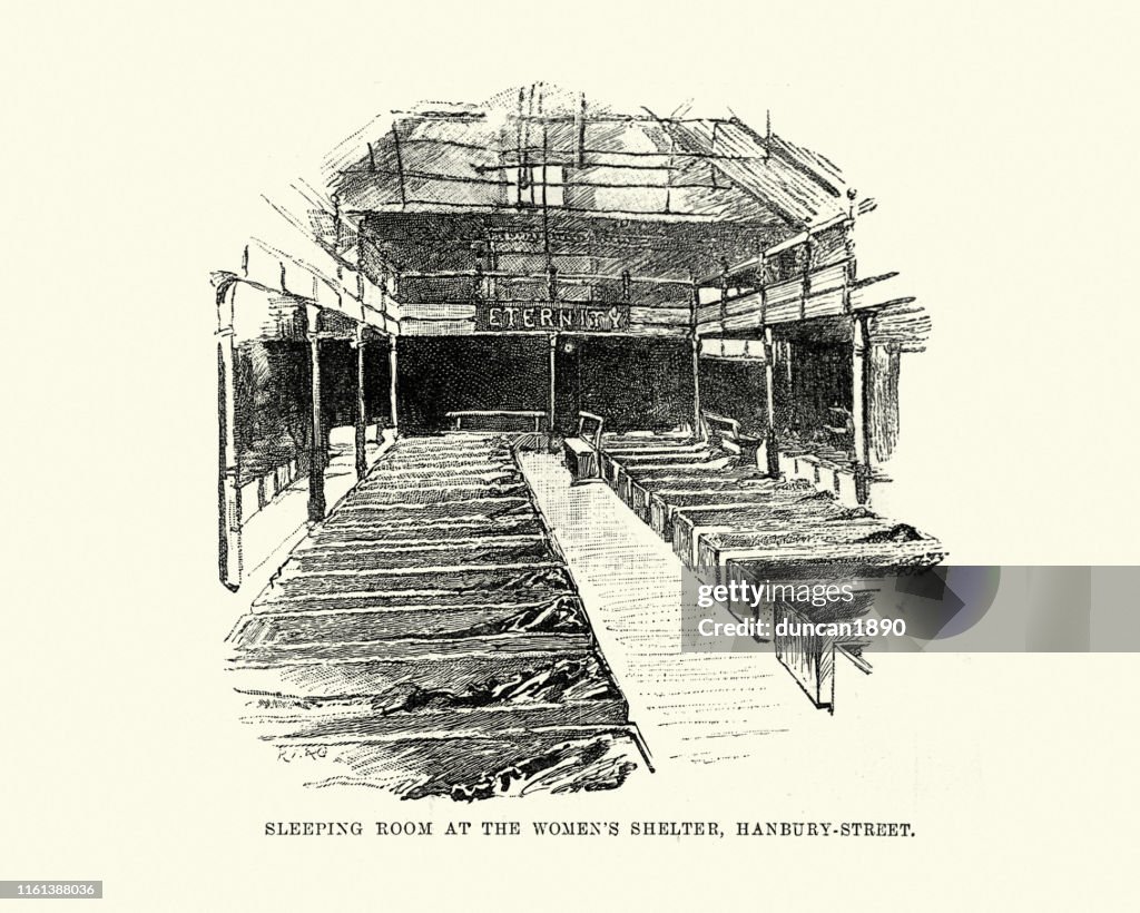 Sleeping rooms at the Salvation Army women's shelter. 19th Cemtury