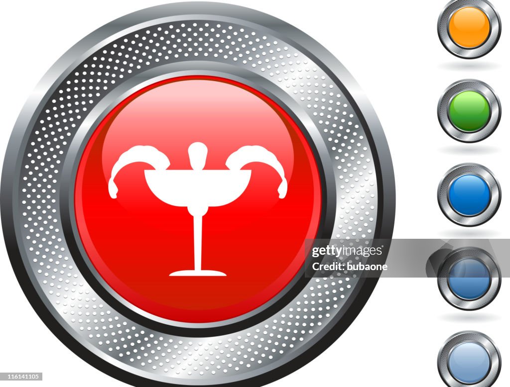 Shrimp cocktail royalty free vector art on metallic button