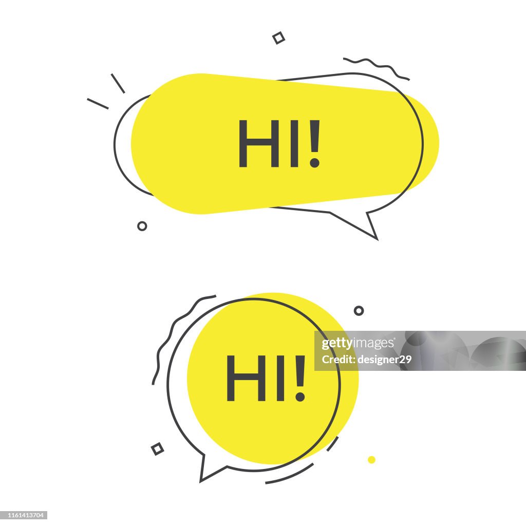 Hi Speech Bubble Vector Icon.