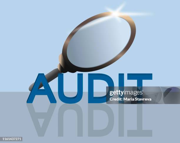 audit watching with a magnifying glass. - appraiser stock illustrations