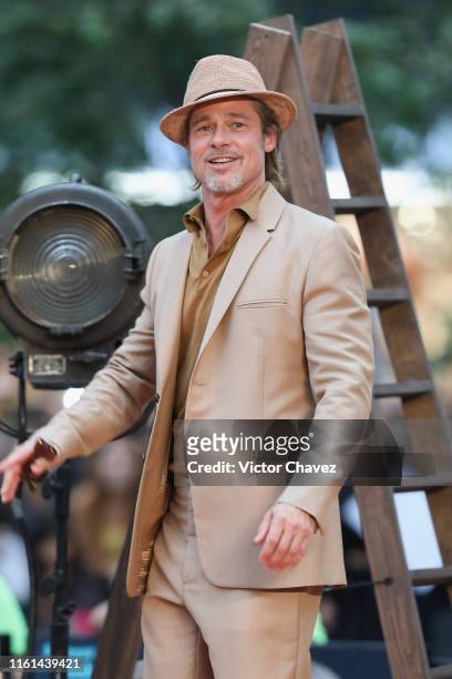 Brad Pitt attends the "Once Upon A Time In Hollywood" Mexico City premiere red carpet at Toreo Parque Central on August 12, 2019 in Mexico City,...