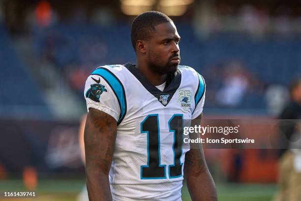 Carolina Panthers wide receiver Torrey Smith looks on in game action during a NFL preseason game between the Carolina Panthers and the Chicago Bears...