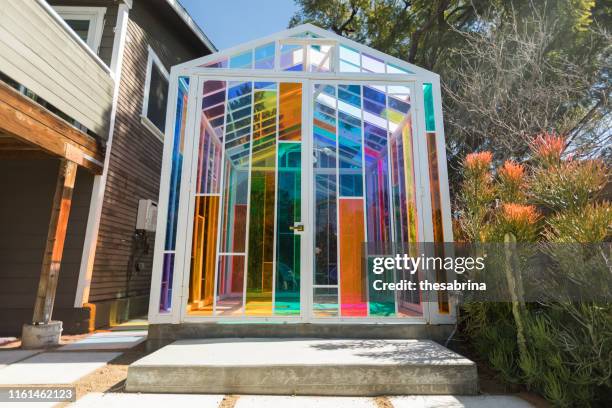 rainbow house - plexiglas stock pictures, royalty-free photos & images