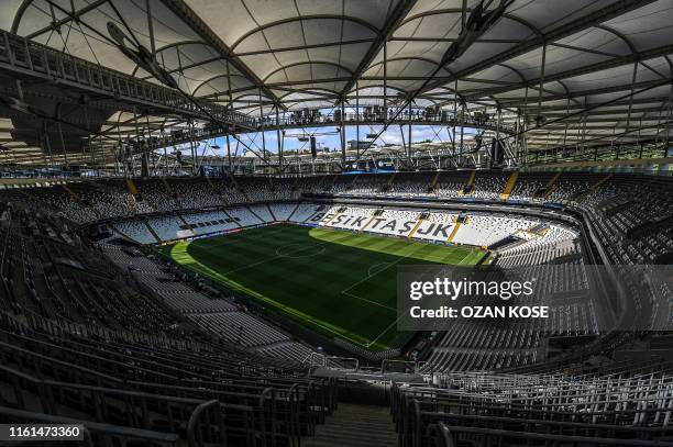 Picture taken on August 13, 2019 in Istanbul shows a general view of Besiktas Park stadium ahead of the upcoming UEFA Super Cup football match...