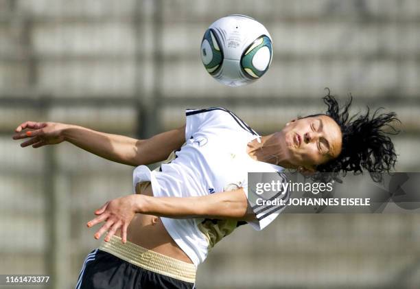 Fatmire Bajramaj of Germany's women's national football team takes part in a training session on June 21, 2011 in Berlin. The FIFA Women's World Cup...