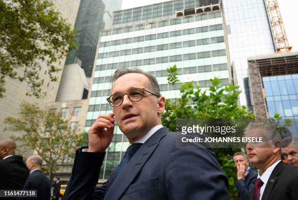 German Minister of Foreign Affairs Heiko Maas arrives in front of the United Nations Headquarters for a Security Council meeting on August 13, 2019...