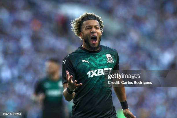 Tonny Vilhena of FC Krasnodar celebrates scoring a goal during the UEFA Champions League Third Qualifying Round match between FC Porto and FC...