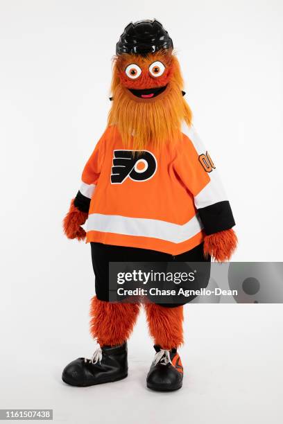 Philadelphia Flyers mascot Gritty poses for a portrait on August 13, 2019 at the United Center in Chicago, Illinois.