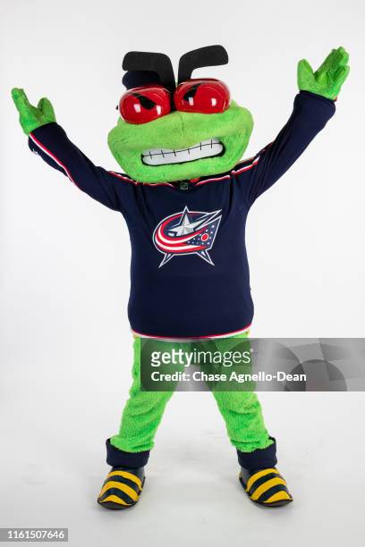 Columbus Blue Jackets mascot Stinger poses for a portrait on August 13, 2019 at the United Center in Chicago, Illinois.