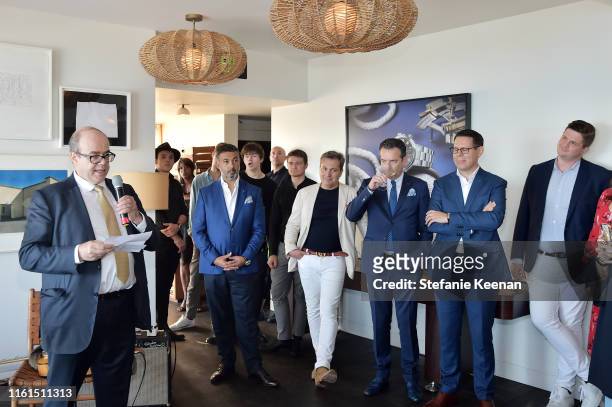 Thierry Esslinger speaks at Breguet Marine Collection Launch at Little Beach House Malibu on July 11, 2019 in Malibu, California.
