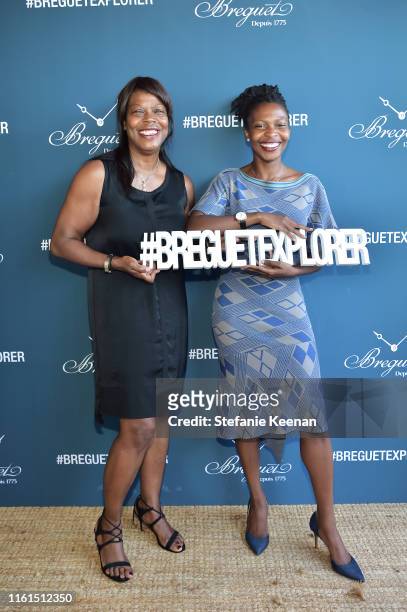 Yolette Hodga and Briana Hodga attend Breguet Marine Collection Launch at Little Beach House Malibu on July 11, 2019 in Malibu, California.