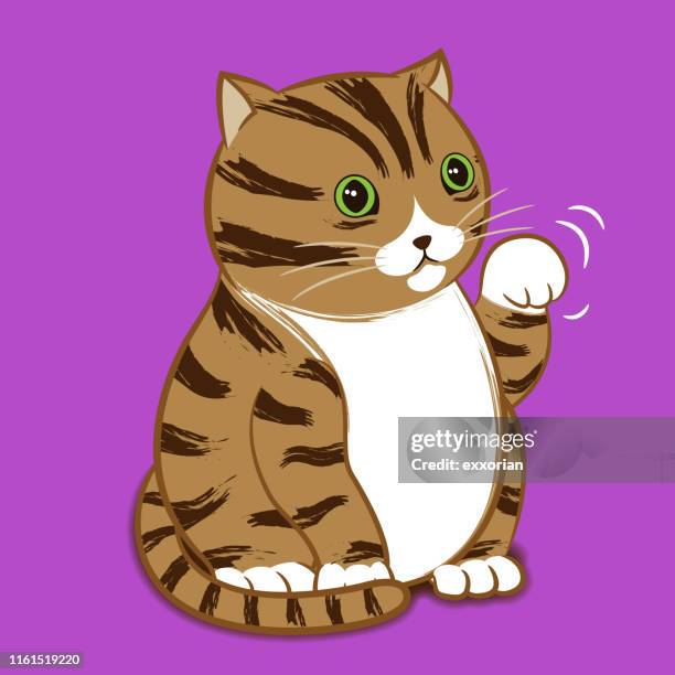 cartoon character - beckoning cat (maneki neko) - cat reaching up stock illustrations