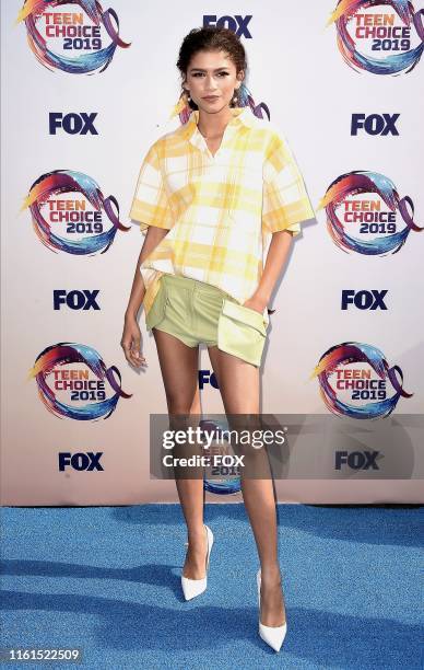 Zendaya arrives on the blue carpet at TEEN CHOICE 2019 airing Sunday, August 11 on FOX from Hermosa Beach, CA.