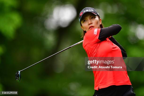 Teresa Lu of Chinese Taipei hits her tee shot on the 7th hole during the second round of the Nippon Ham Ladies Classic at Katsura Golf Club on July...