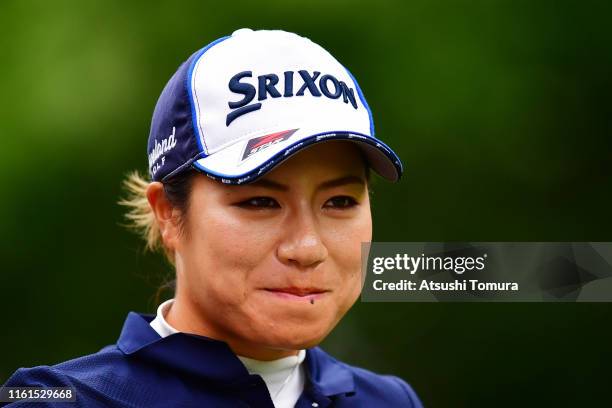 Eri Okayama of Japan is seen on the 8th tee during the second round of the Nippon Ham Ladies Classic at Katsura Golf Club on July 12, 2019 in...