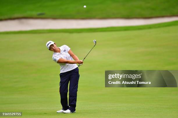 Hinako Shibuno of Japan hits an approach on the 7th hole during the second round of the Nippon Ham Ladies Classic at Katsura Golf Club on July 12,...