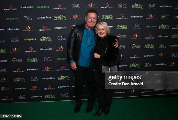 Peter everett and Pruce MacSween attend opening night of Jack And The Beanstalk at State Theatre on July 12, 2019 in Sydney, Australia.