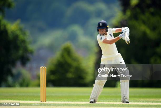 Alice Davidson-Richards of England Women's Academy plays a shot during Day Two of the International Friendly match between England Women's Academy...