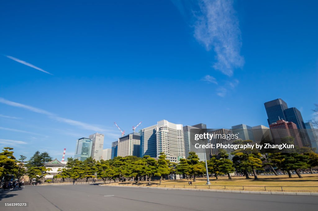 Skyline of the Imperial Gardend at day time.