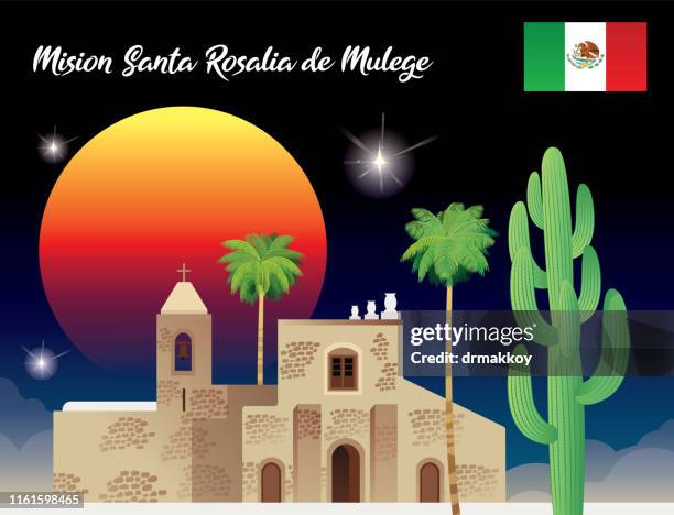 santa rosalia de mulege - mexico wall stock illustrations