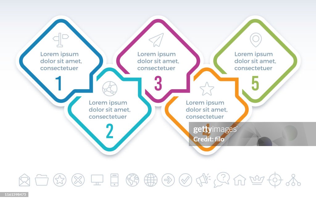 Fünf-Schritte-Kommunikations-Infografik-Konzept