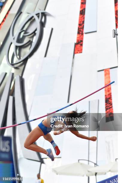 Sonia Malavisi of Italy during Women's High Jump Final during day four of the 2019 Summer Universiade on July 11, 2019 in Naples, Italy.