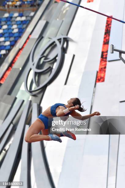 Sonia Malavisi of Italy during Women's High Jump Final during day four of the 2019 Summer Universiade on July 11, 2019 in Naples, Italy.