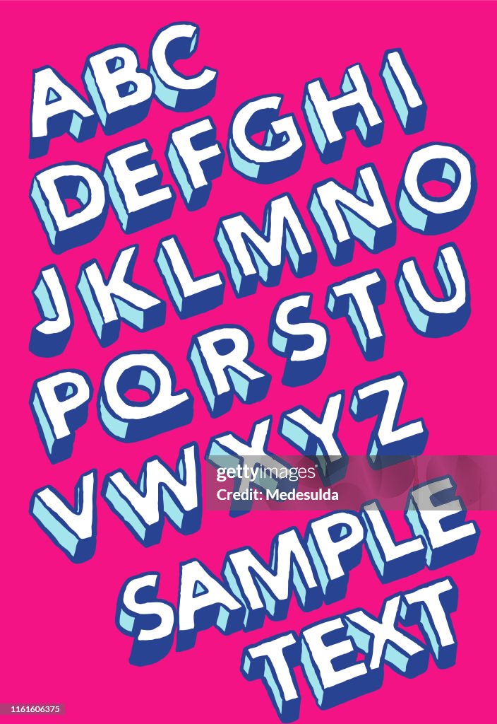 Sketch Vector Alphabet three dimensional