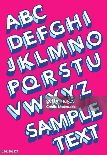 sketch vector alphabet three dimensional - three dimensional type stock illustrations