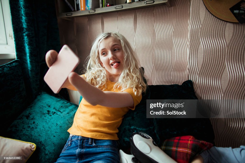 Teenage Girl Taking A Selfie