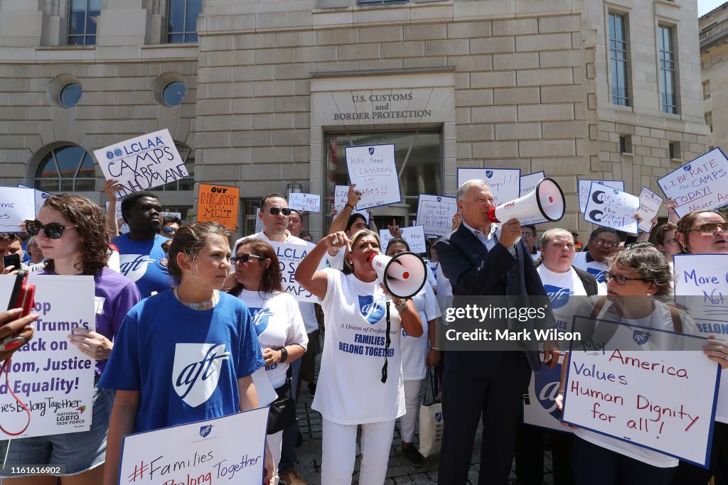 Protestors Rally At US Customs And Border Patrol HQ In Washington DC