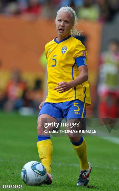 Sweden's midfielder Caroline Seger plays the ball during the group C football match of the FIFA women's football World Cup North Korea PRK vs Sweden...